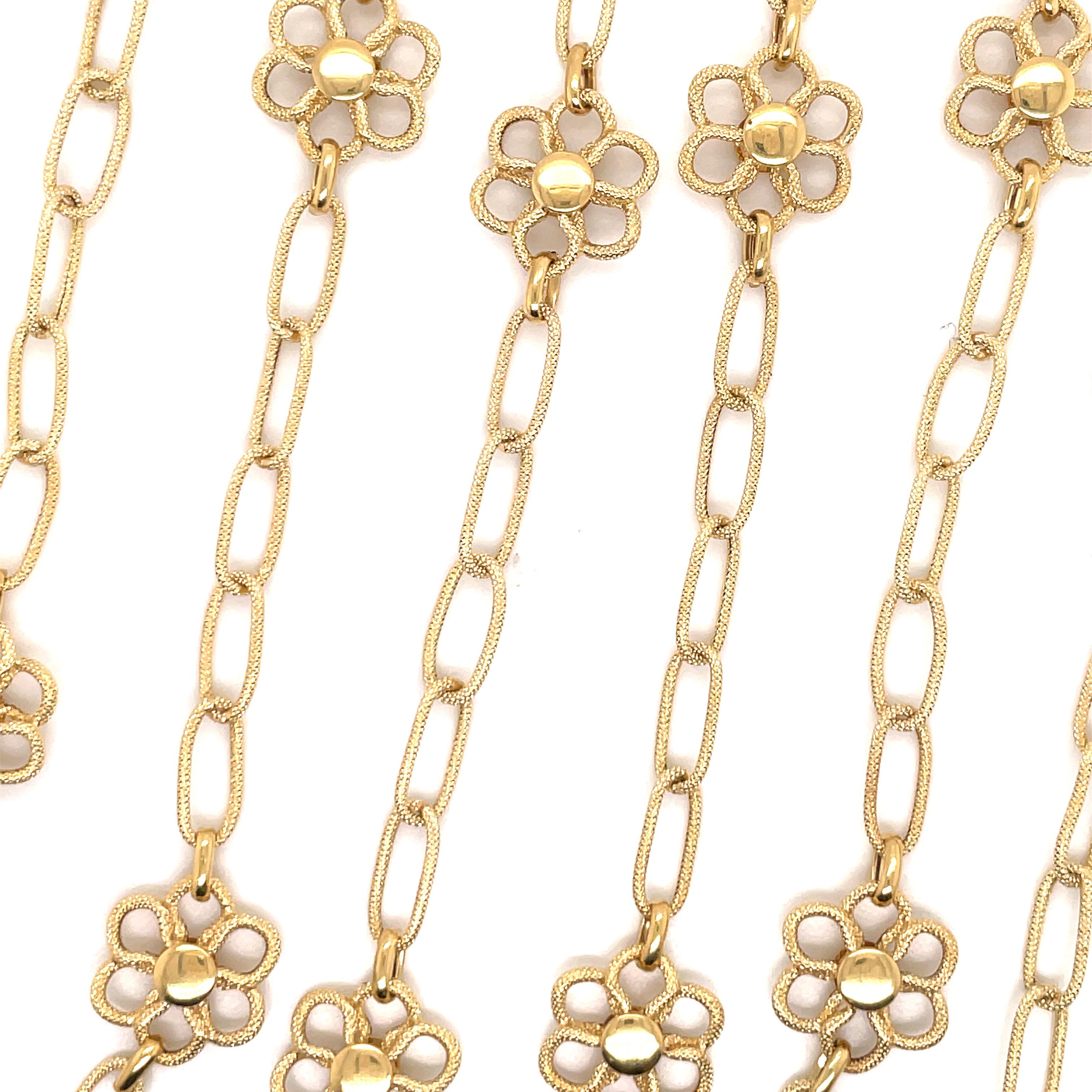 Contemporary JMP Designer 18 Karat Yellow Gold Floral Link Necklace 12.9 Grams