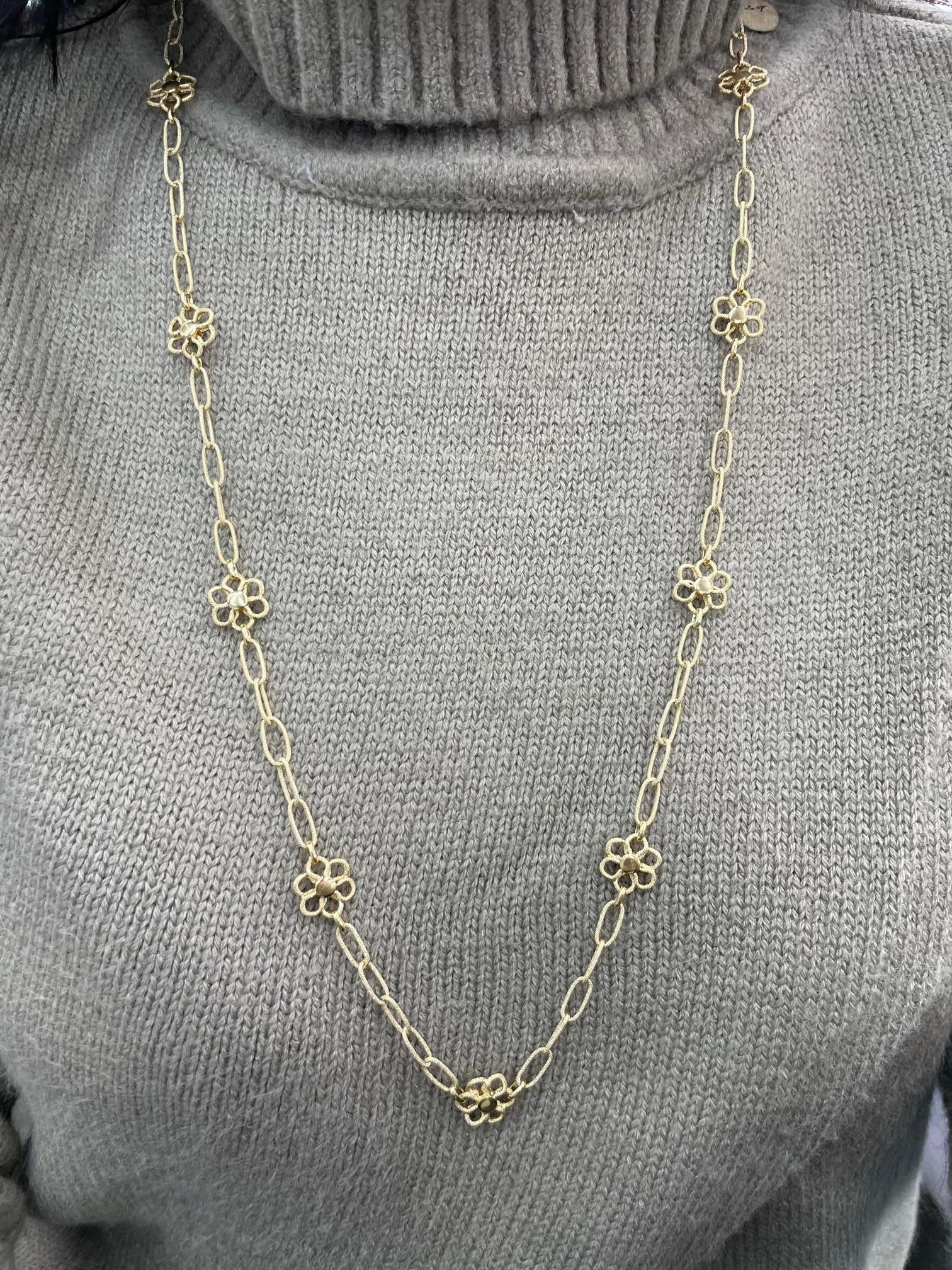 JMP Designer 18 Karat Gelbgold Floral Link Halskette 12,9 Gramm 5