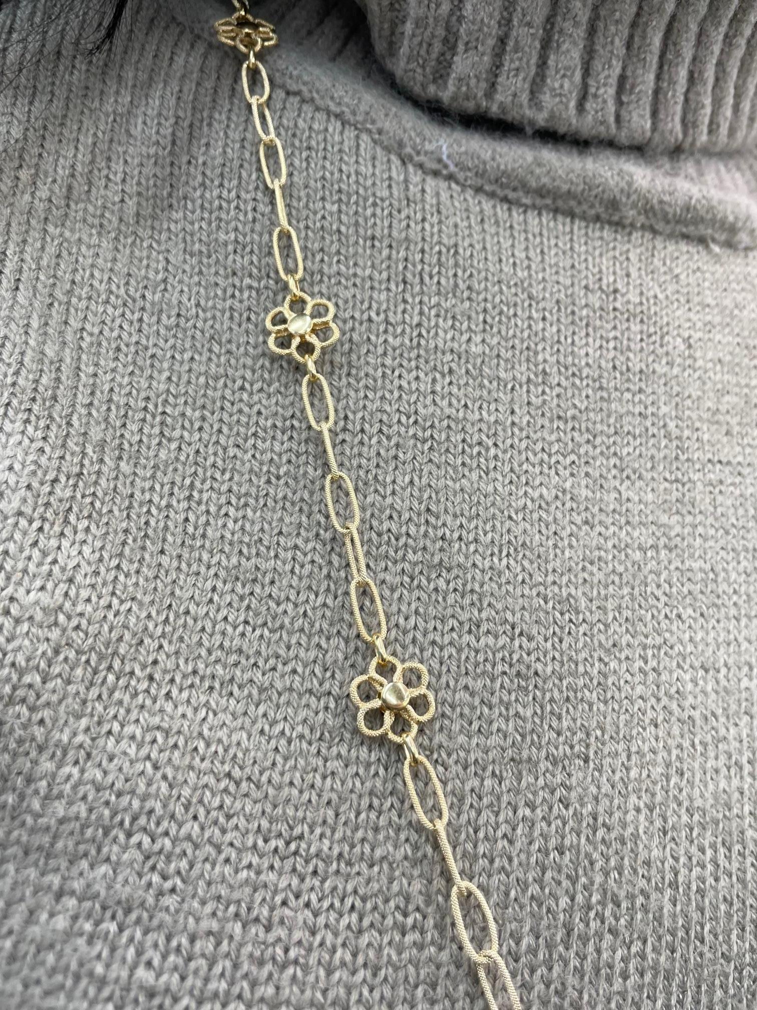 JMP Designer 18 Karat Gelbgold Floral Link Halskette 12,9 Gramm 6