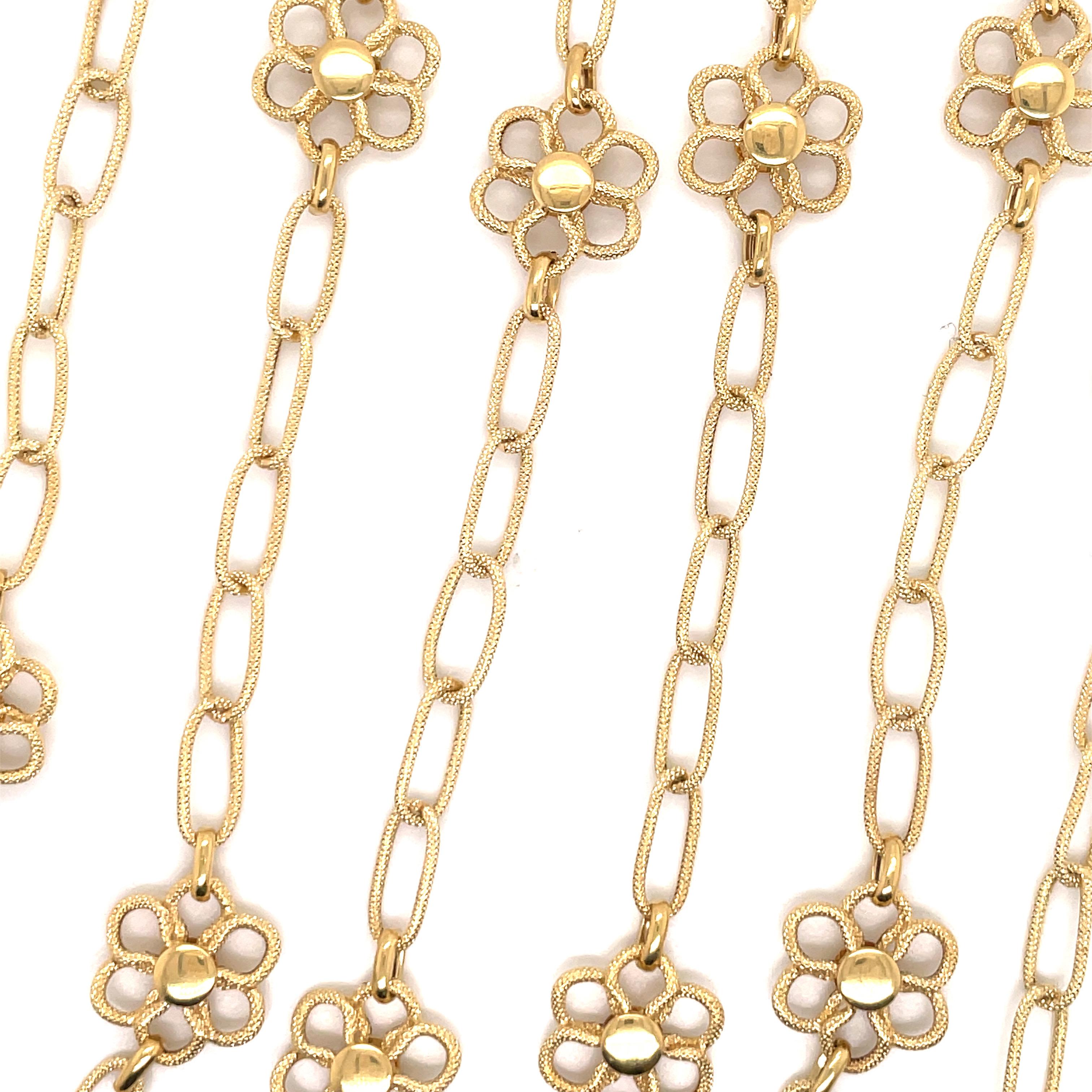JMP Designer 18 Karat Gelbgold Floral Link Halskette 12,9 Gramm im Zustand „Hervorragend“ in New York, NY