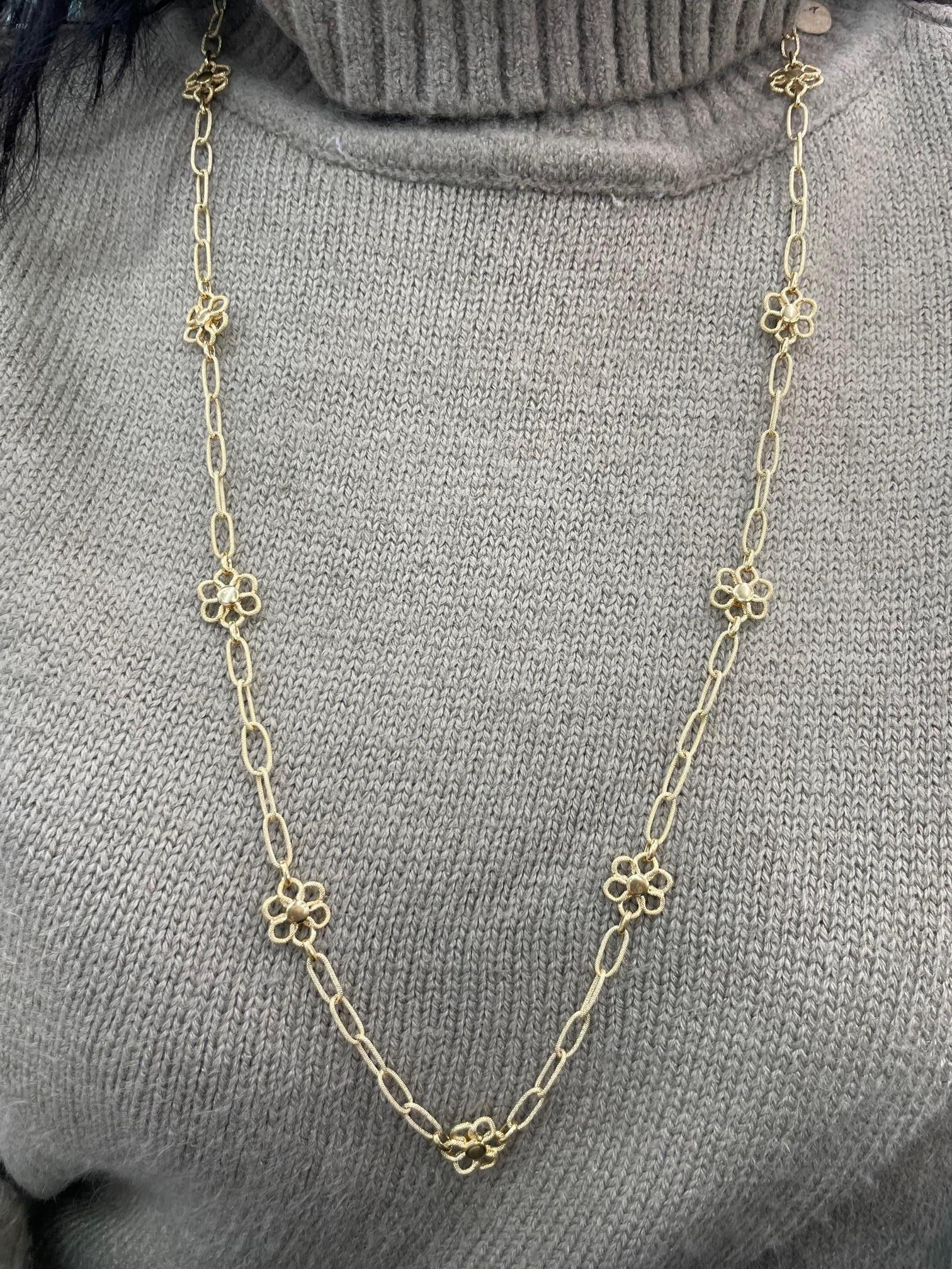 JMP Designer 18 Karat Gelbgold Floral Link Halskette 12,9 Gramm (Zeitgenössisch)