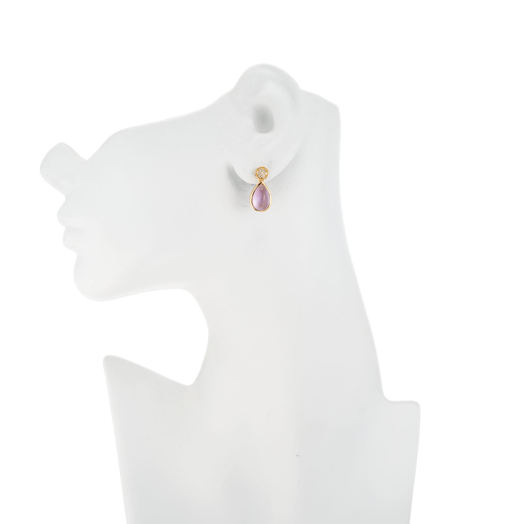 Women's JMP Diamond Amethyst Mother of Pearl Yellow Gold Dangle Earrings