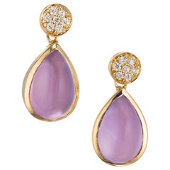 JMP Diamond Amethyst Mother of Pearl Yellow Gold Dangle Earrings