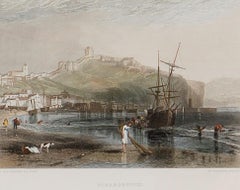A View of Scarborough, England: A Framed 19th C. Engraving After J. M. W. Turner
