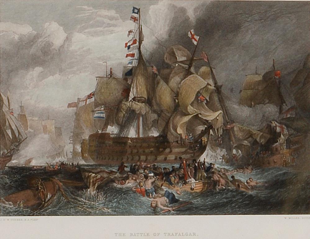 The Battle of Trafalgar: A Framed 19th C. Engraving After J. M. W. Turner - Print by J.M.W. Turner