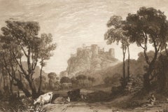 J.M.W. Turner and C. Turner - 1808 Etching, The Castle Above the Meadows