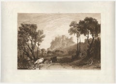 J.M.W. Turner and C. Turner - 1808 Etching, The Castle Above the Meadows