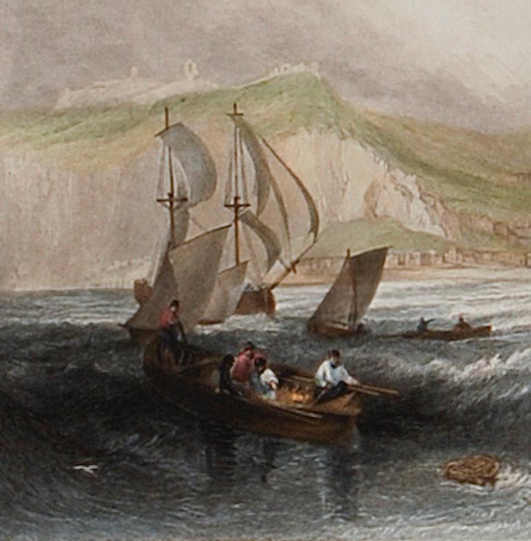 Fishing Off Hastings, England: A Framed 19th C. Engraving After J. M. W. Turner - Romantic Print by J.M.W. Turner