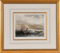 Fishing Off Hastings, England: A Framed 19th C. Engraving After J. M. W. Turner