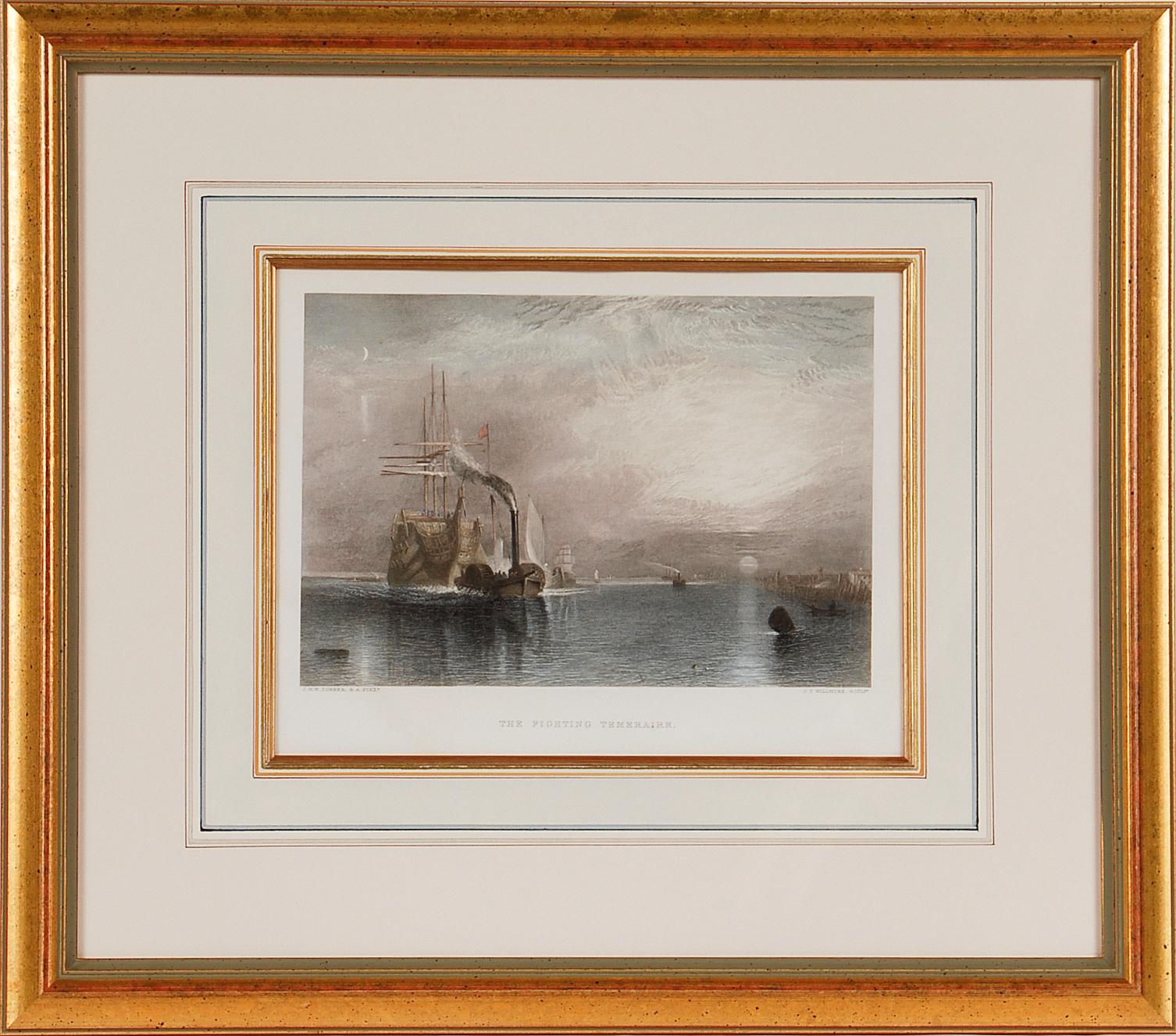 J.M.W. Turner Landscape Print - The Fighting Temeraire: A Framed 19th C. Engraving After J. M. W. Turner