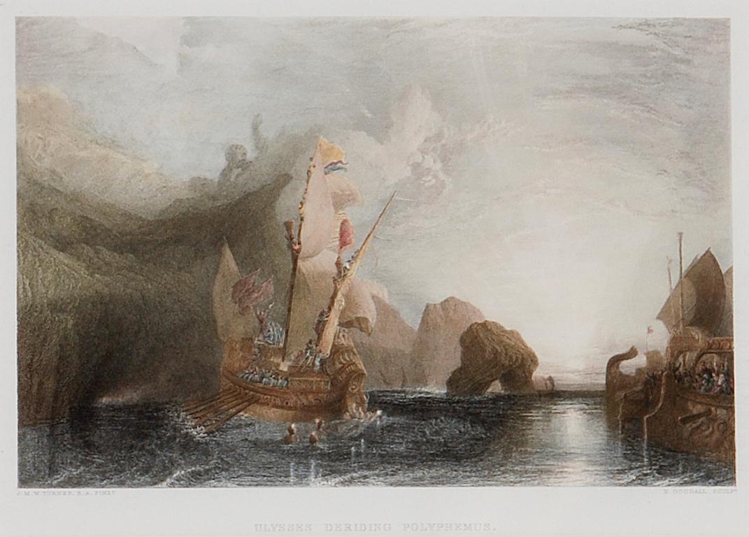 Ulysses Der Leitfaden des Polyphemus: Ein gerahmter Kupferstich nach J. M. W. Turner, 19. Jahrhundert – Print von J.M.W. Turner