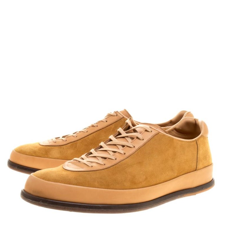 J.M.Weston Beige Suede and Leather Low Top Sneakers Size 42.5 For Sale ...