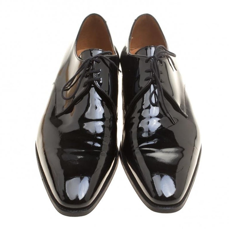 J.M.Weston Black Patent Leather Lace Up Derby Size 43 For Sale at 1stDibs