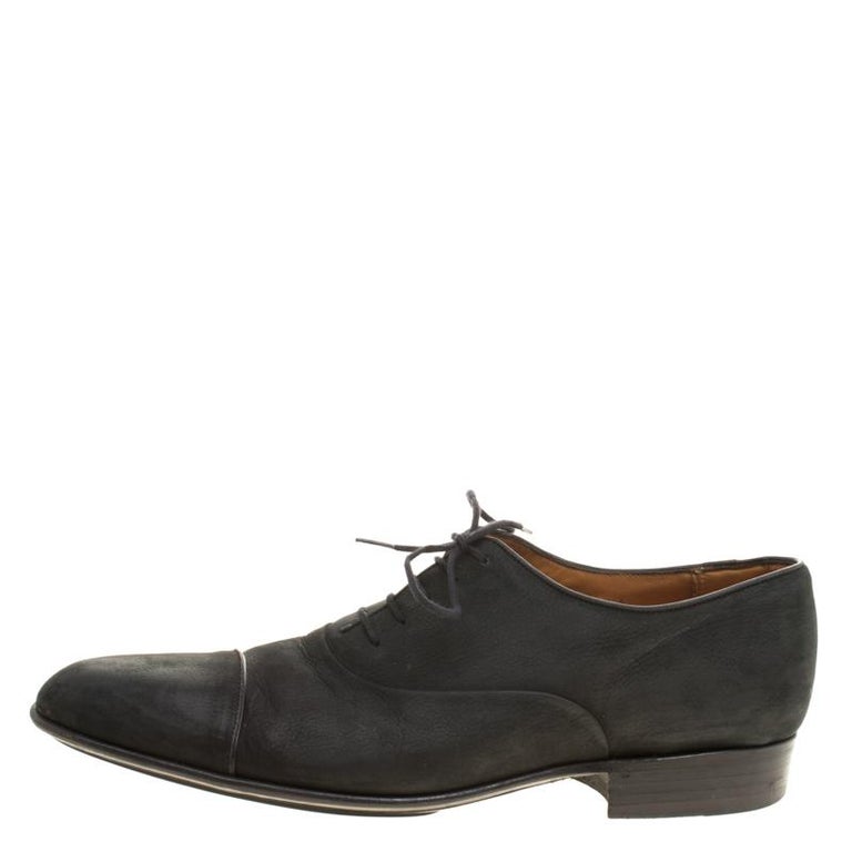 J.M.Weston Black Suede Lace Up Oxfords Size 43 For Sale at 1stDibs