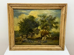 Antique J.N. Spier 19th century, country farmhouse, landscape, painting