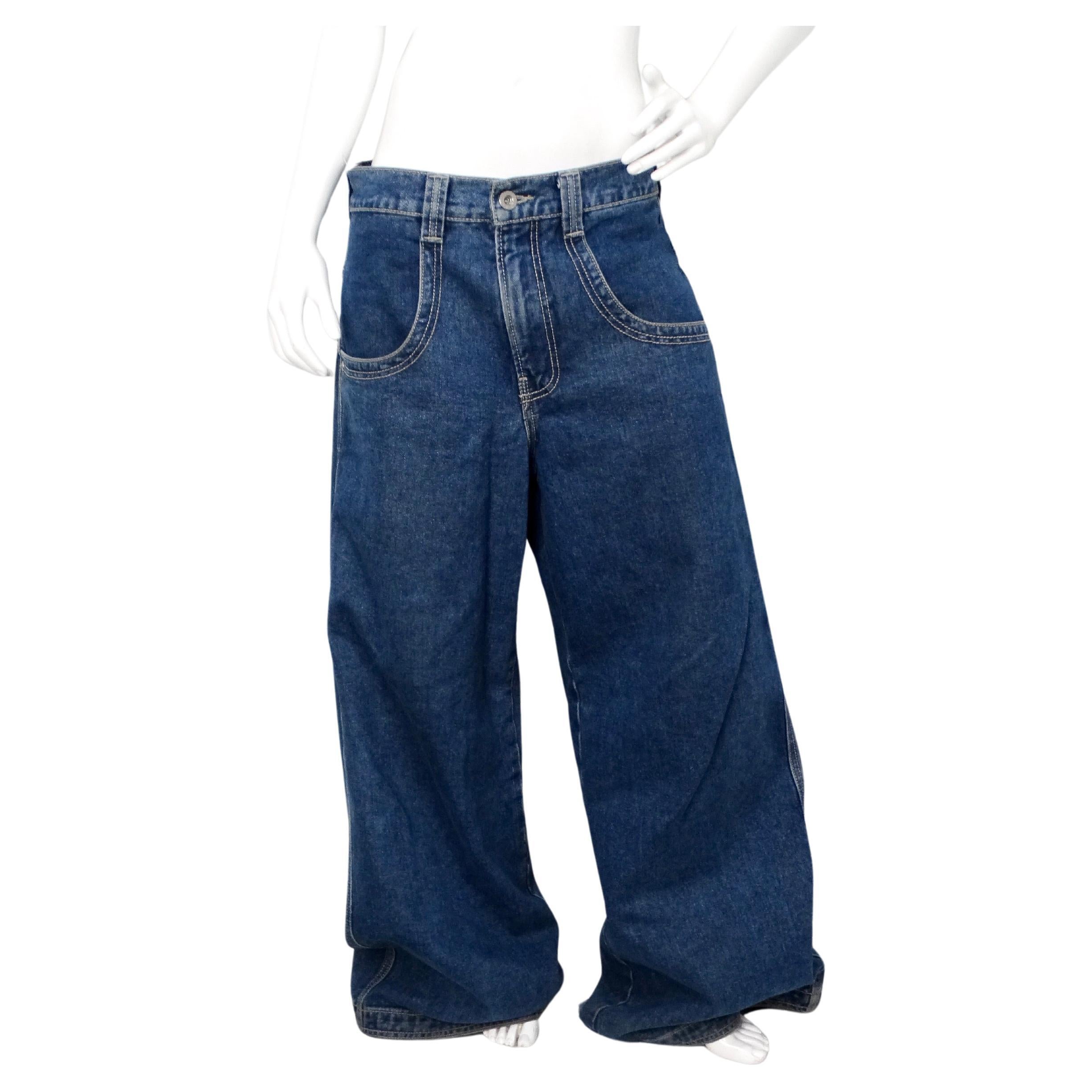 JNCO Lucky Buddha Limited Edition Dark Stone Blue Denim Baggy Jeans For Sale