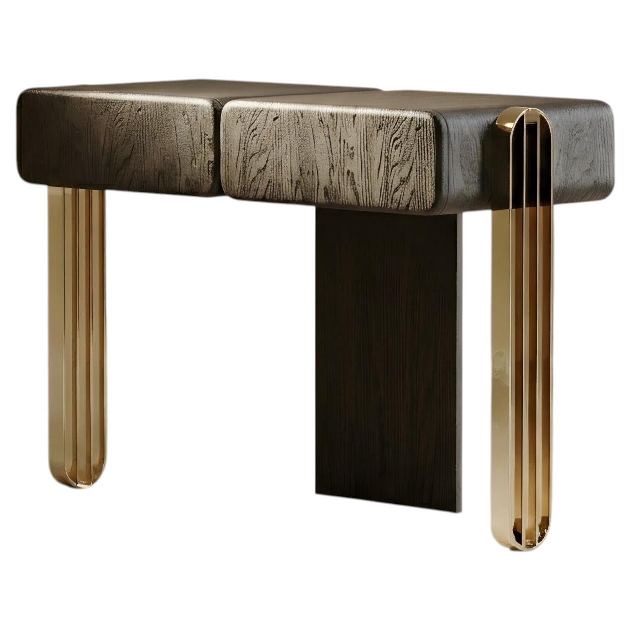 JNK Miami's Aurelia Console Table  Smoked Oak & Architectural Gold For Sale