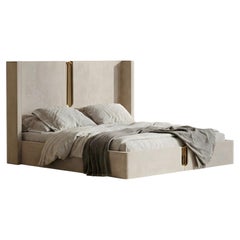 JNK Miami's Aurelia Velvet Wingback Bed with Polished Brass Accents
