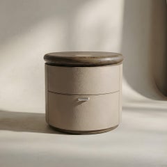 JNK Miami's Trio Round Leather and Oak Nightstand