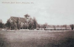 Waukesha Beach Resort Giclée Print, Sepia Tones, 21st Century, Framed