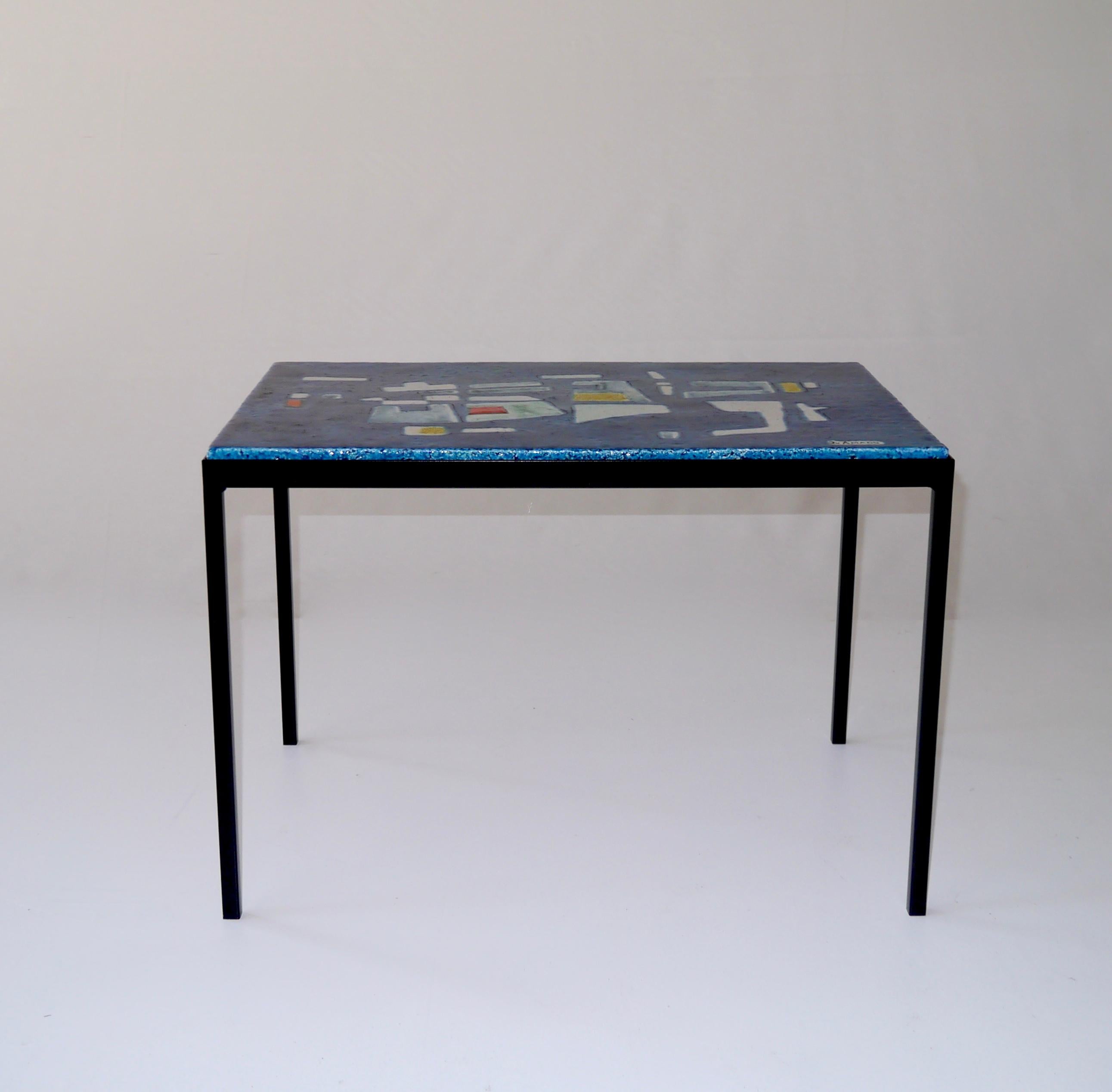 French Jo Amado, Exceptional Ceramic Low Table, France, circa 1955 For Sale