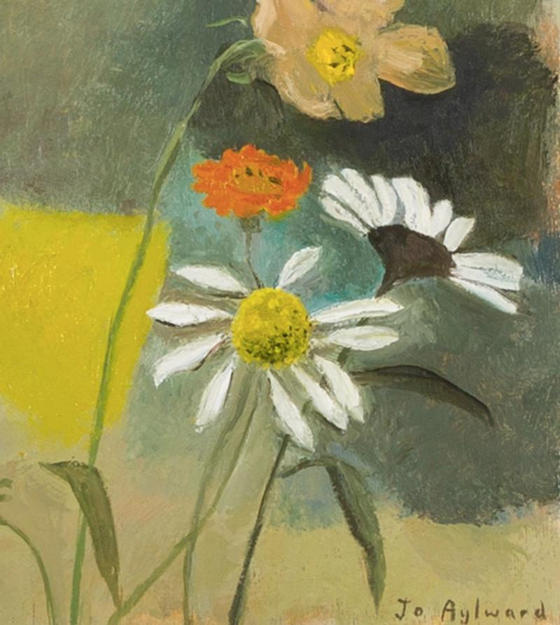 Falene e farfalle di Eleusine, 2024 - Quadro a olio con farfalle e fiori - Animal Painting Beige di Jo Aylward