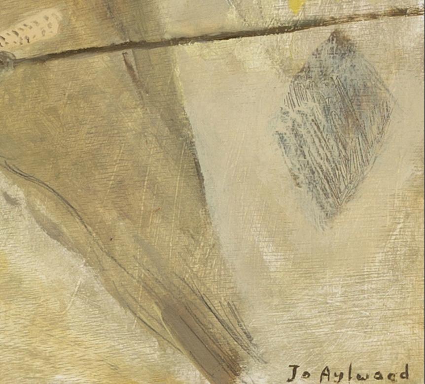Piccione malinconico, 2024 - Uccello dipinto a olio in colori neutri, grigio, marrone, beige - Animal Painting Beige di Jo Aylward