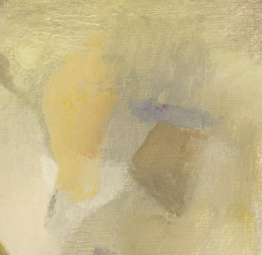 Piccione malinconico, 2024 - Uccello dipinto a olio in colori neutri, grigio, marrone, beige in vendita 2