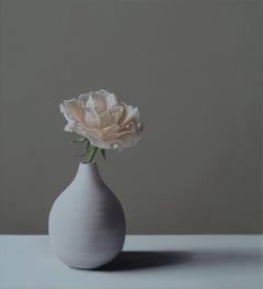 Still Life with Small Tin Glazed Bottle and Rose