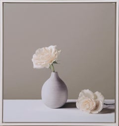 Still Life with Small Tin Glazed Bottle and Roses