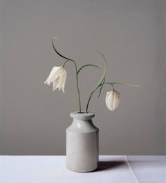 Still Life with White Fritillaries and Stoneware Bottle - From Fern Verrow
