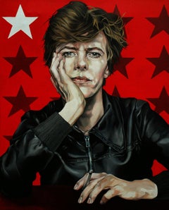 Bowie...cigarette break, Painting, Oil on Canvas