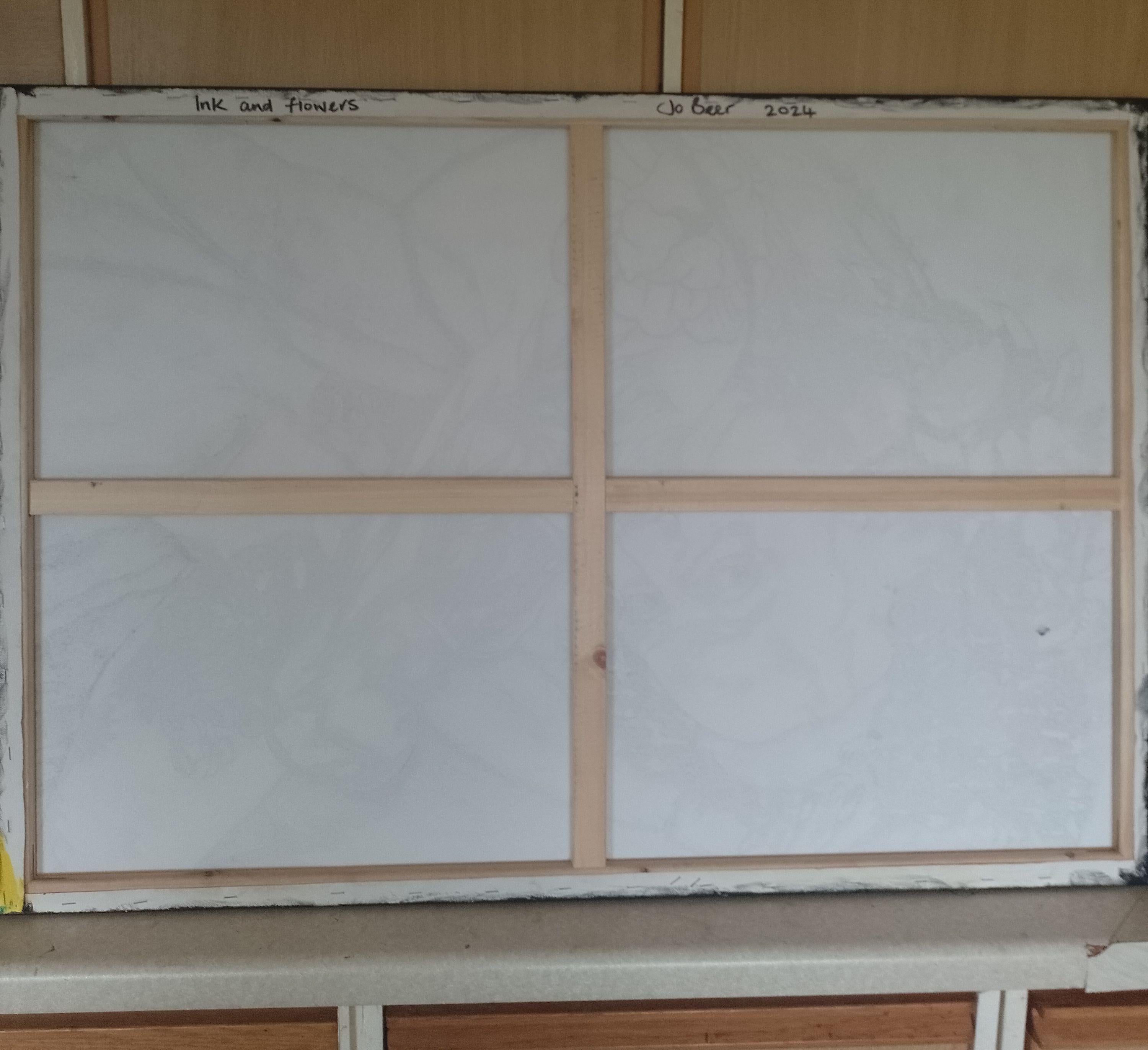 Inchiostro e fiori, Pittura, Olio su tela in vendita 2