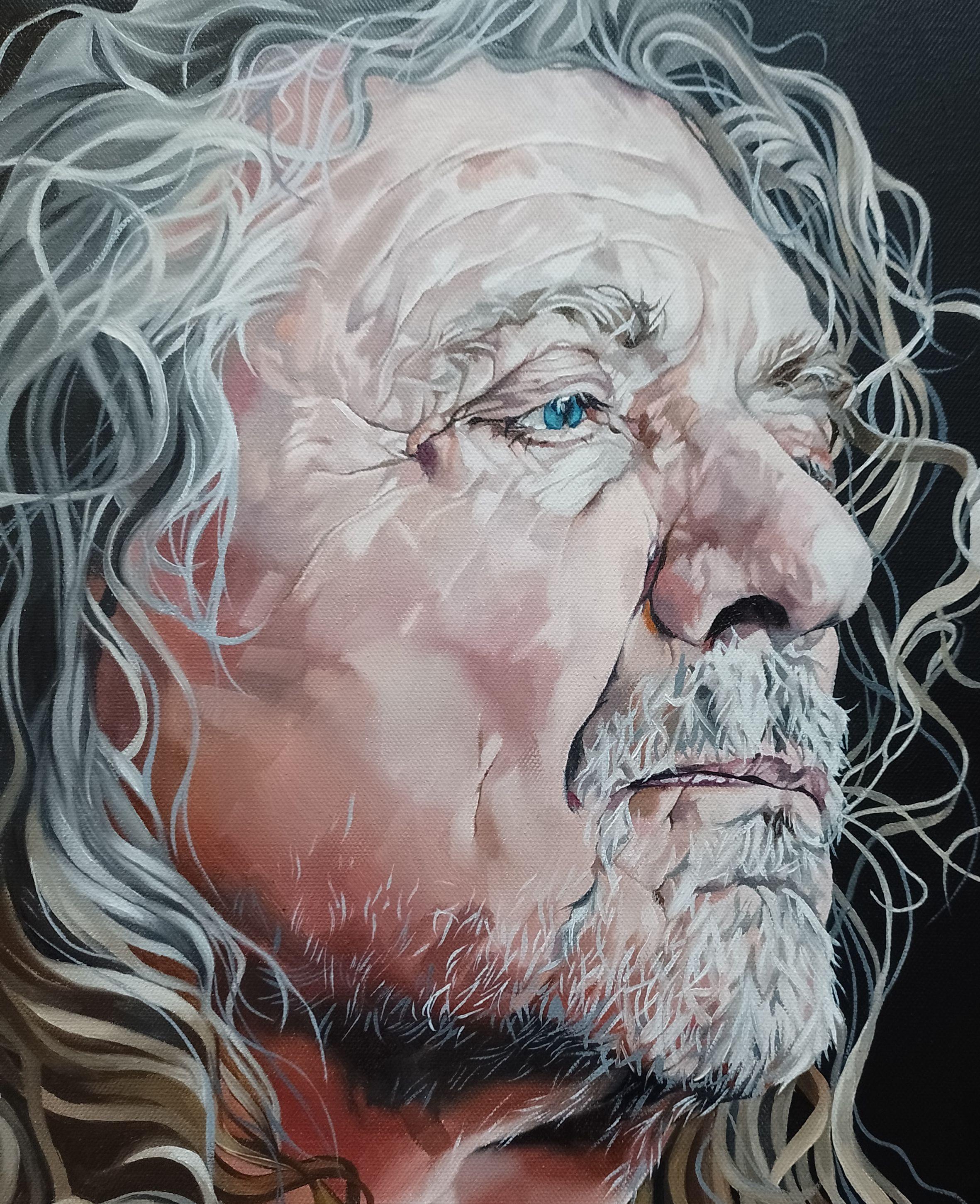 Robert Plant...a study, Painting, Oil on Canvas For Sale 1
