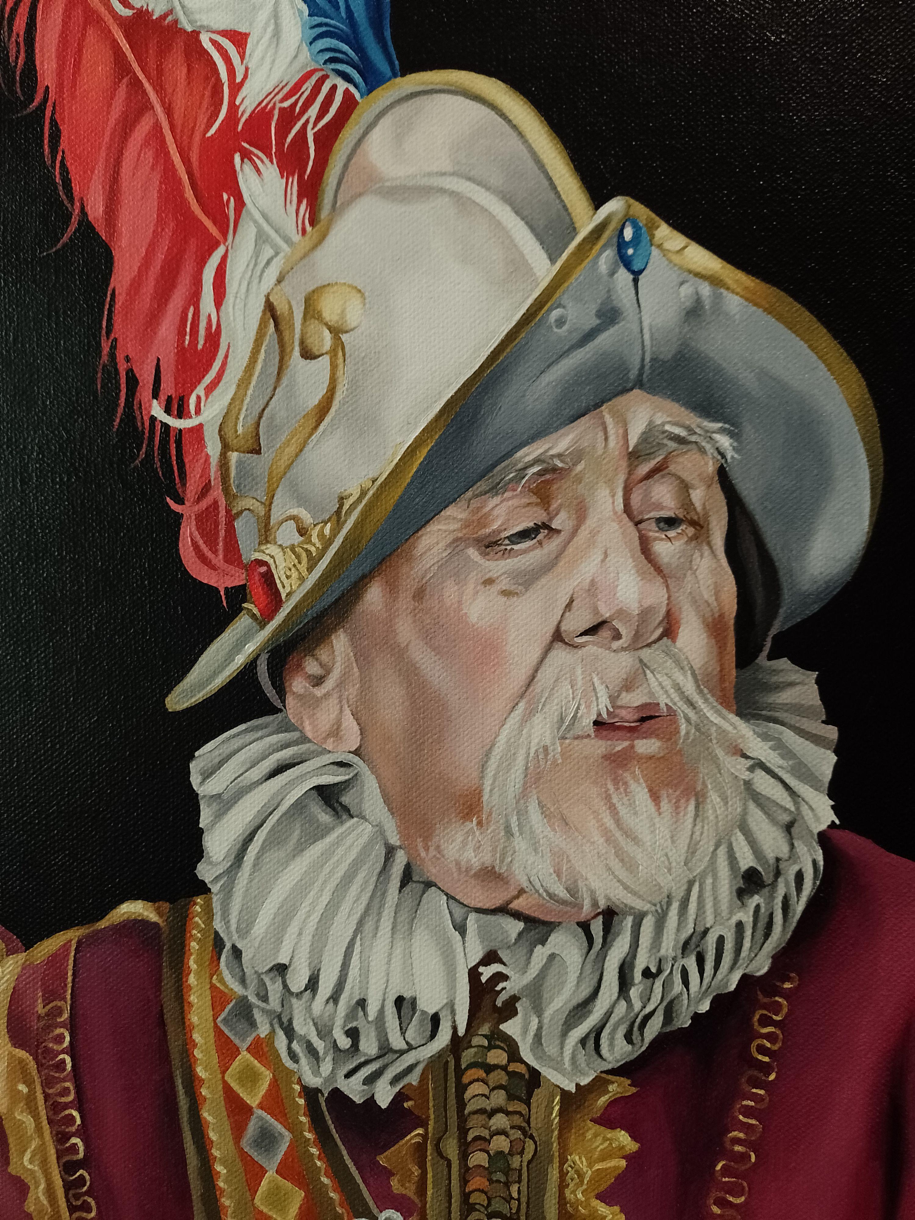 Sir Francis Awaits Notification, Painting, Oil on Canvas For Sale 1