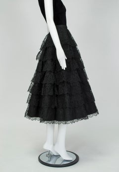 Jo Copeland New Look Black Tiered Lace Full Ballerina Ball Skirt - XS-S, 1950s
