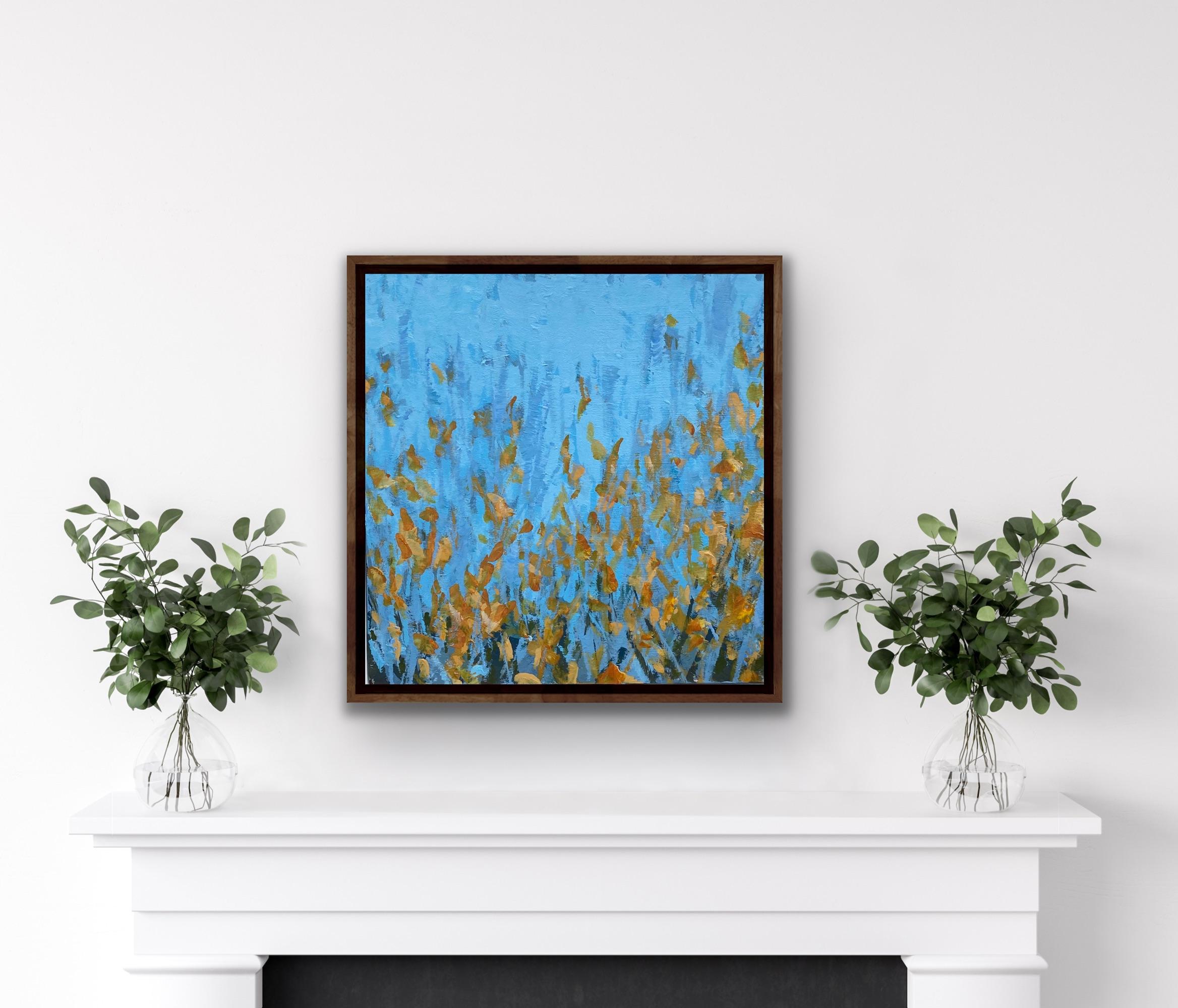 Gorse 3, Jo Cottam, Original painting, Abstract floral painting, Landscape art - Painting by Jo Cottam 