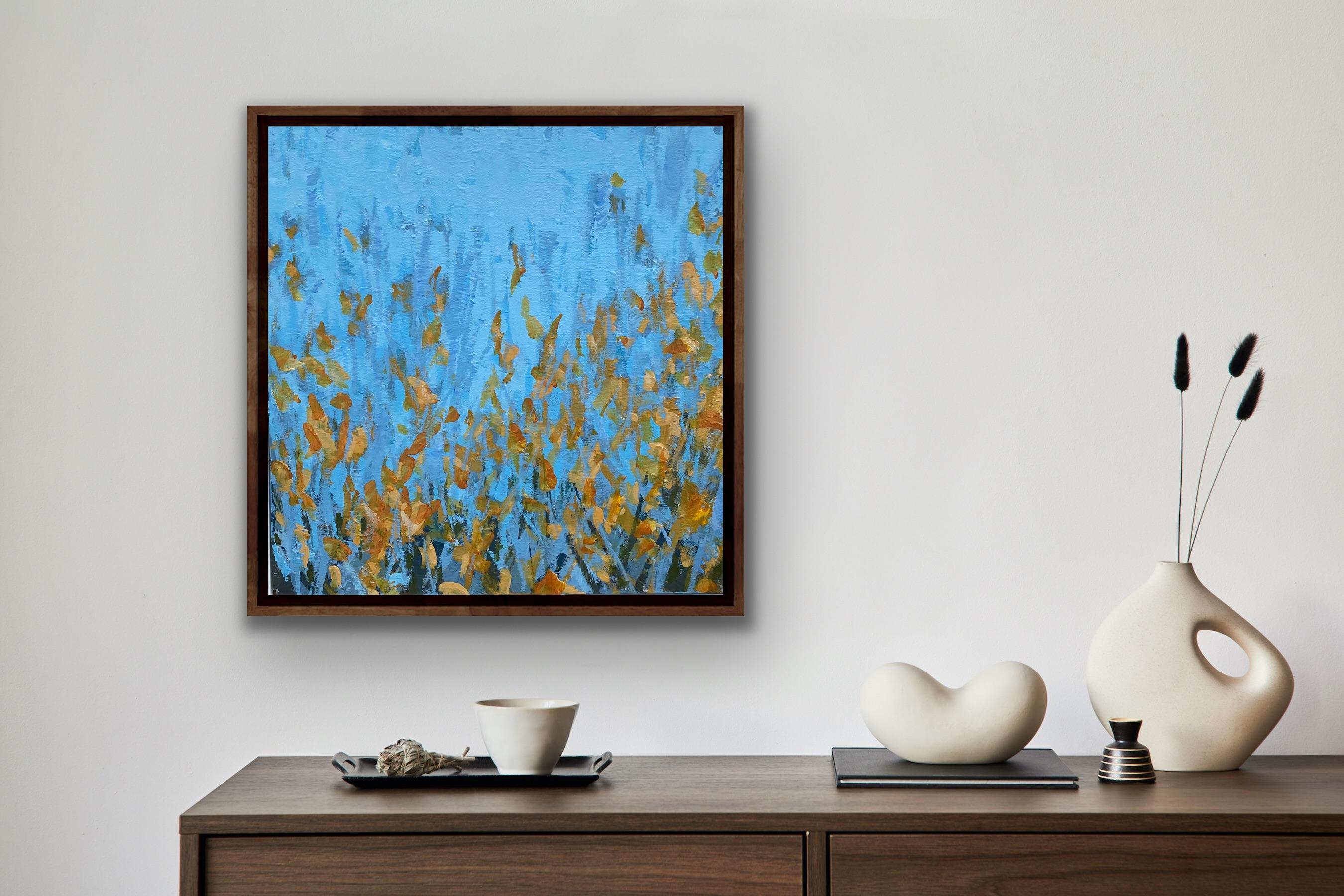 Aulaga 3, Jo Cottam, Pintura original, Pintura floral abstracta, Arte paisajista - Landscape Painting Azul de Jo Cottam 