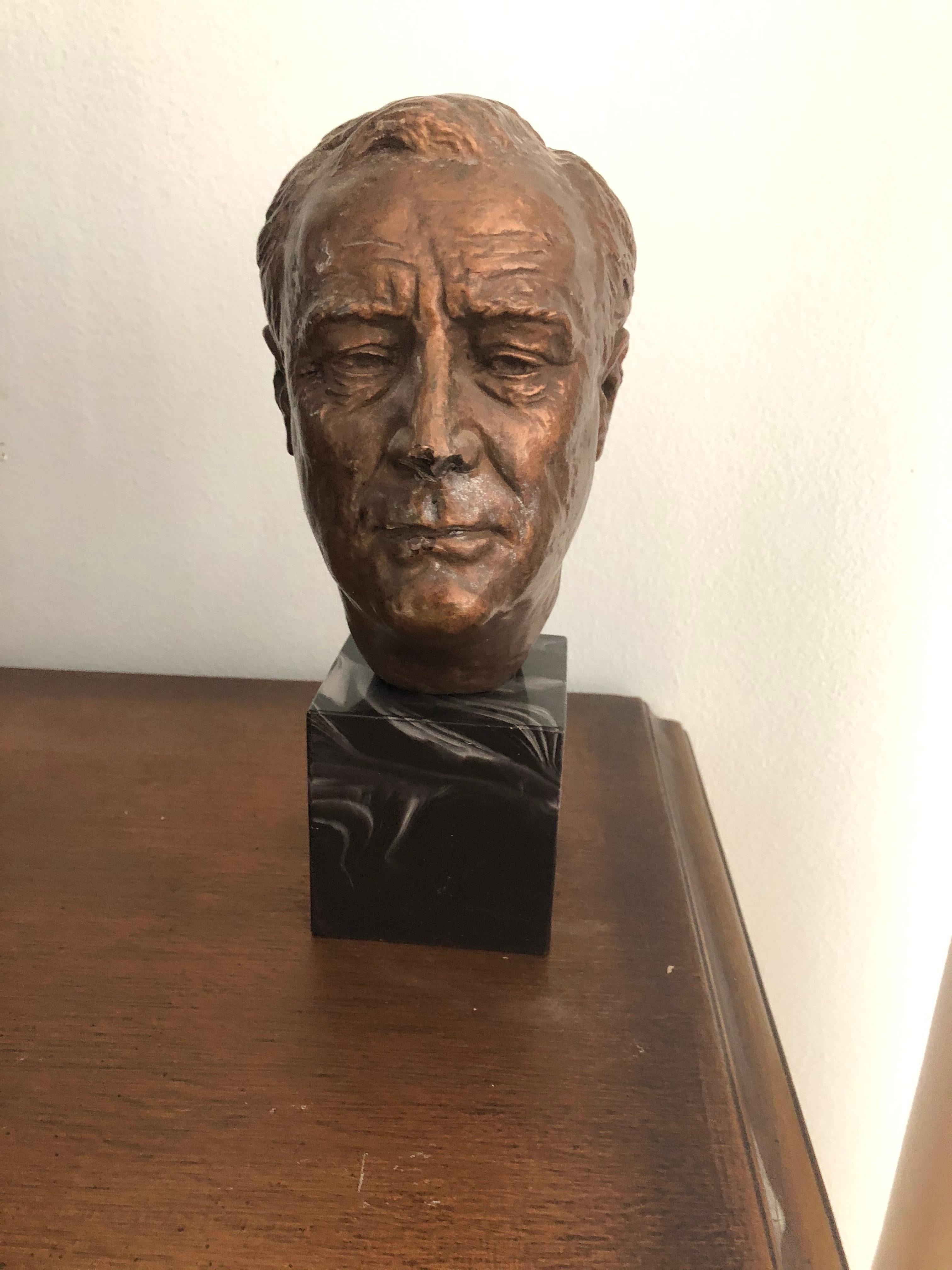 Jo Davidson Figurative Sculpture - Franklin Delano Roosevelt 