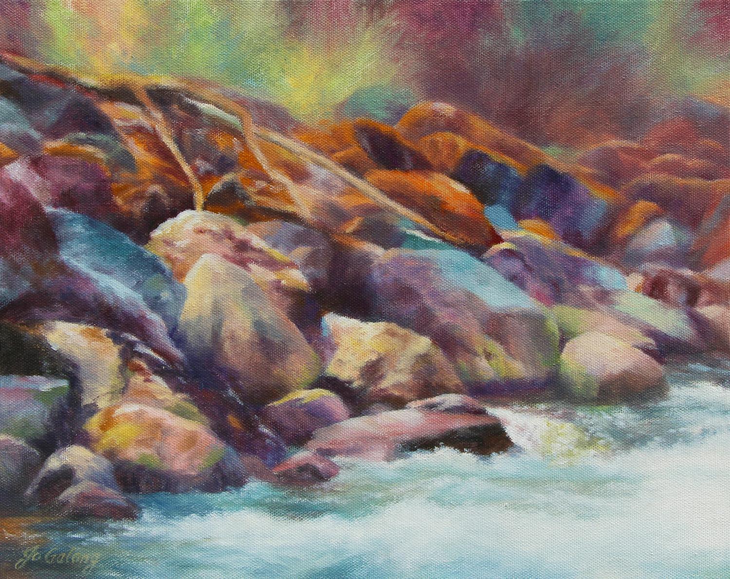 Gold Creek Solace, Oil Painting - Art by Jo Galang