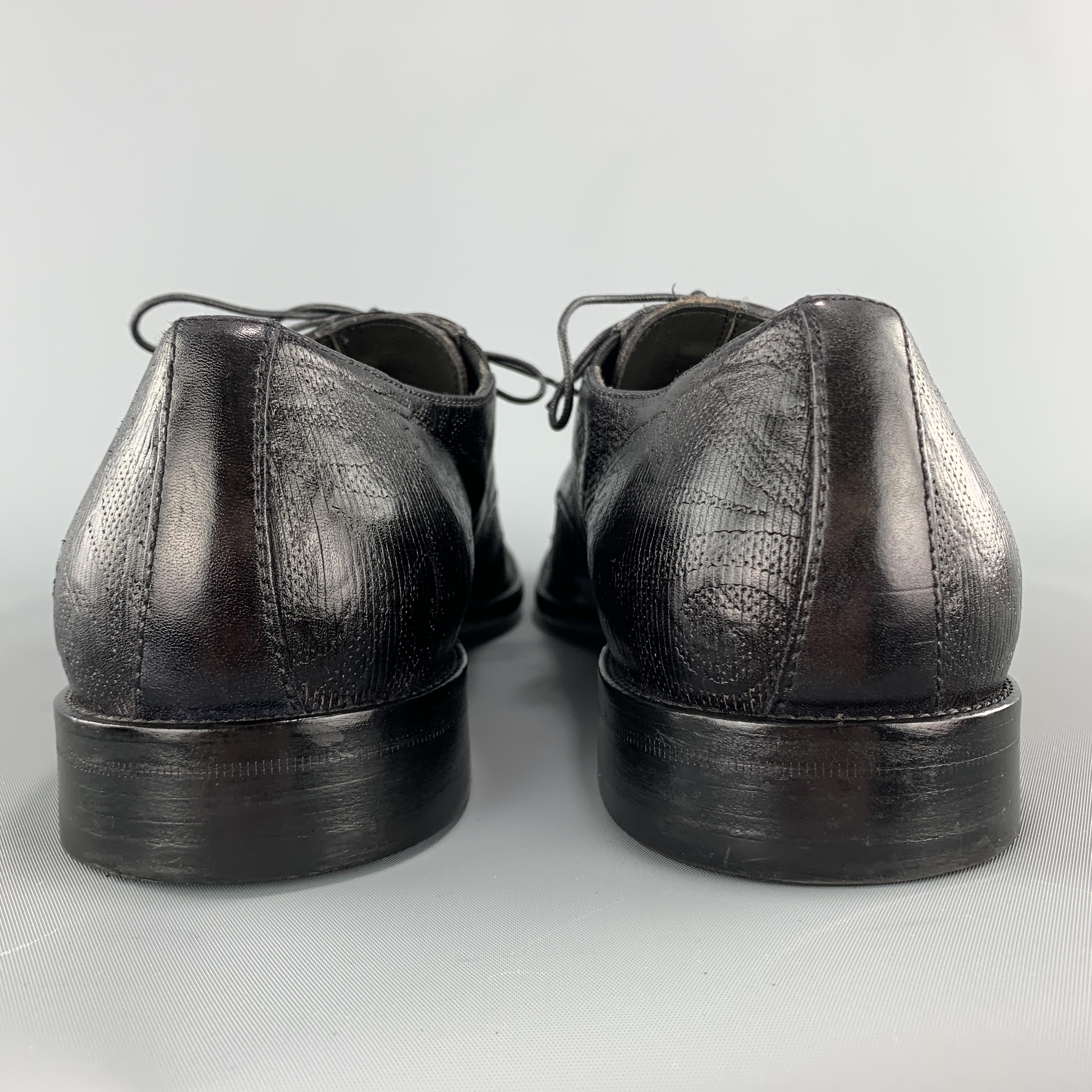 Jo GHOST Size 10 Black Tattoo Embossed Leather Lace Up In Excellent Condition In San Francisco, CA