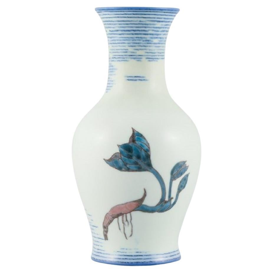 Jo Hahn Locher pour Bing & Grøndahl, Vase Art Déco unique, années 1930 en vente
