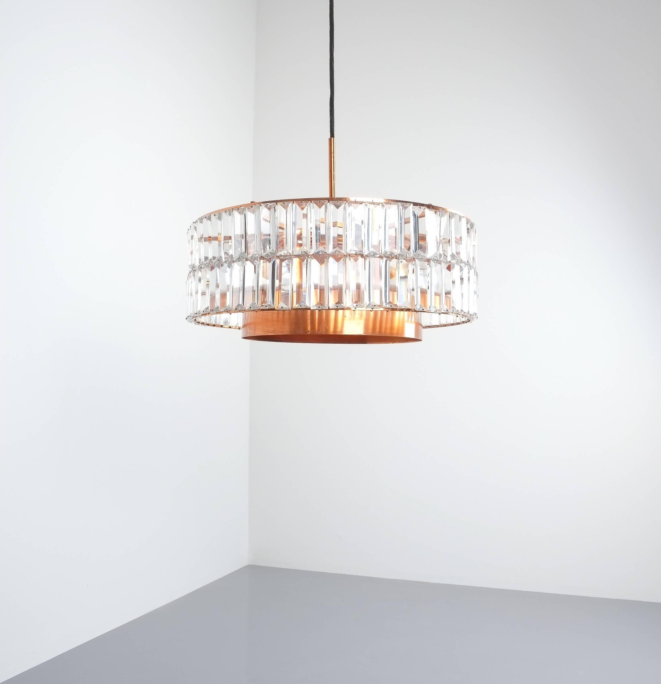 Mid-Century Modern Jo Hammerborg Attributed for Fog & Mørup Large Chandelier Denmark Lamp, 1960 For Sale