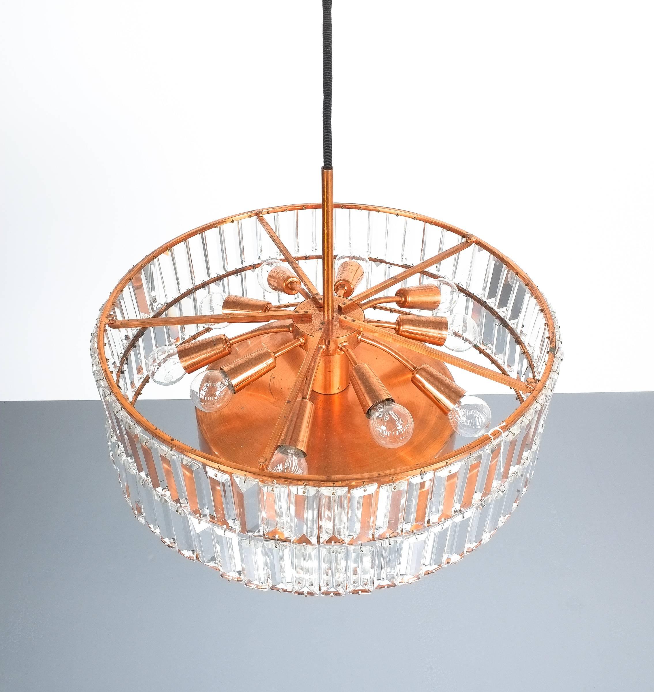 Danish Jo Hammerborg Attributed for Fog & Mørup Large Chandelier Denmark Lamp, 1960 For Sale