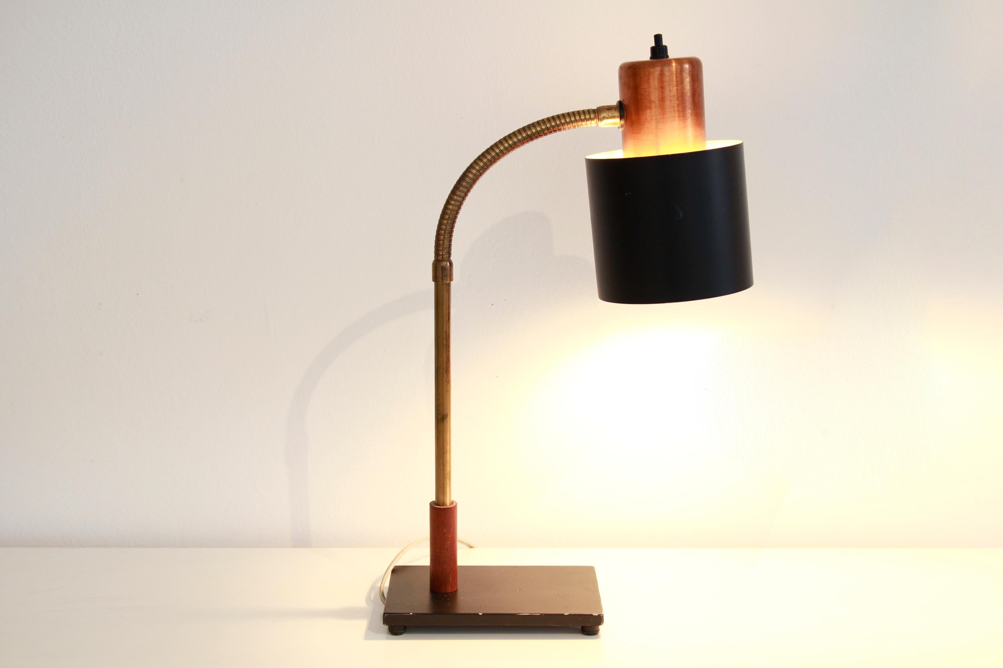 Mid-Century Modern Jo Hammerborg Beta Table Lamp in Copper and Brass by Fog and Mørup, Denmark 1960