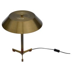 Jo Hammerborg Brass & Teak Table Lamp For Fog & Mørup, Denmark