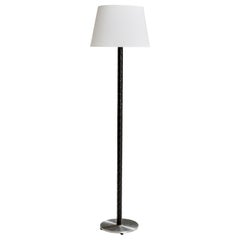 Jo Hammerborg, Floor Lamp, Leather, Steel, Fabric, Denmark, 1960s