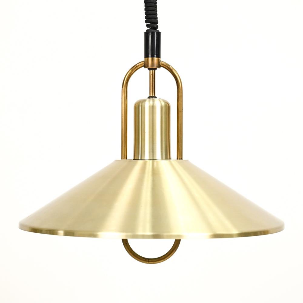Danish mid-century brass pendant light designed by Jo Hammerborg for Fog & Morup. No labels.