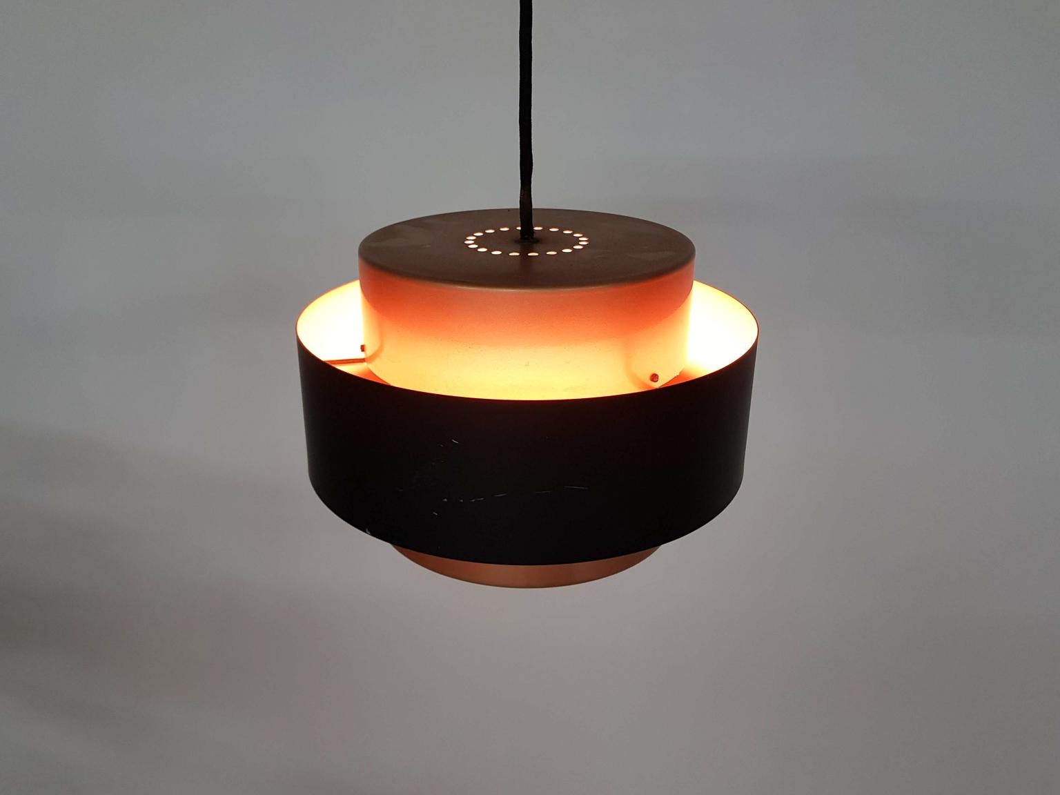 black and copper pendant light