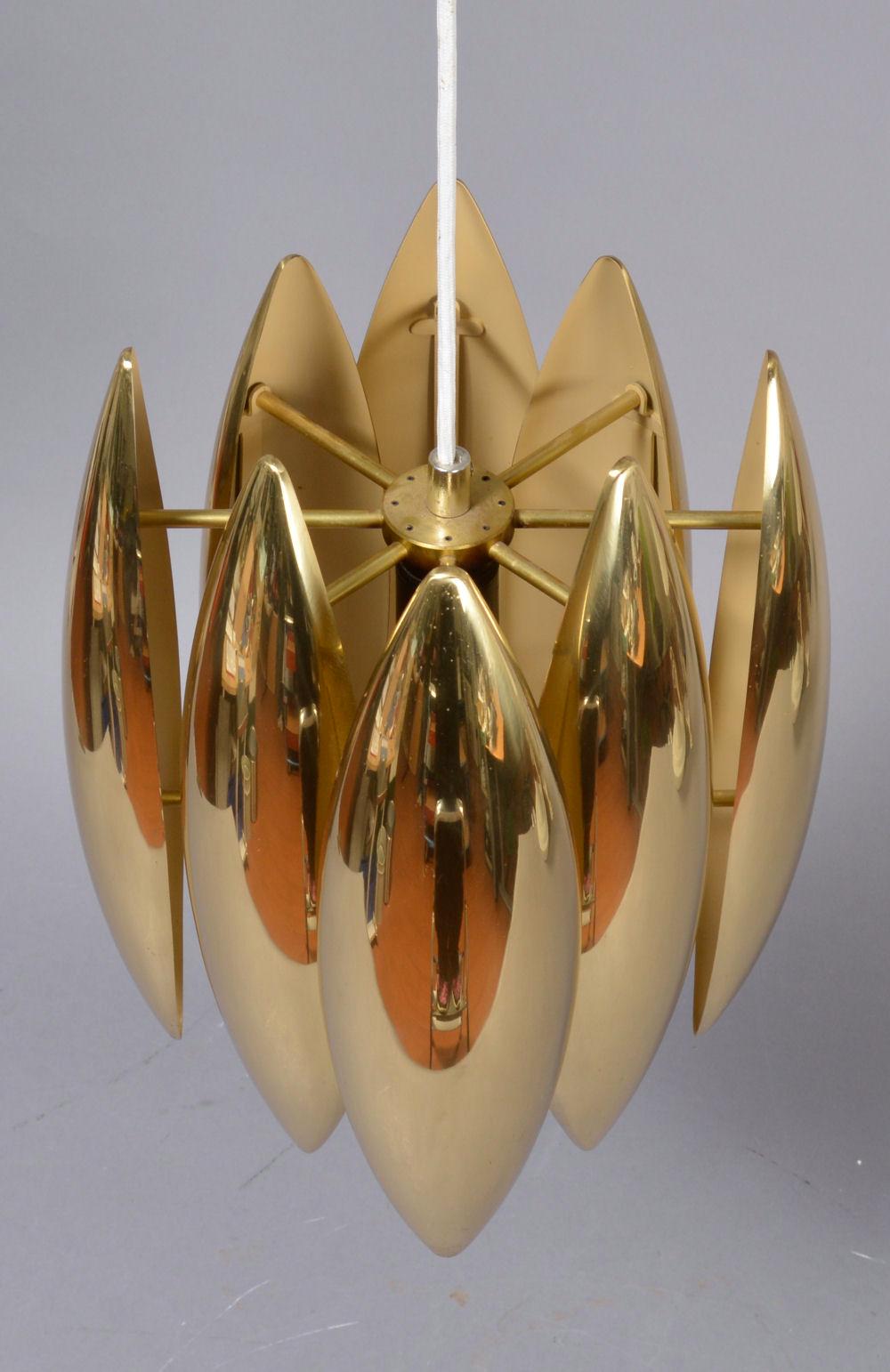 Mid-Century Modern Jo Hammerborg Kastor Golden Brass Pendant for Fog & Mørup, 1970